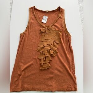 J. Crew Rust Ruffle Front Sleeveless Tank
